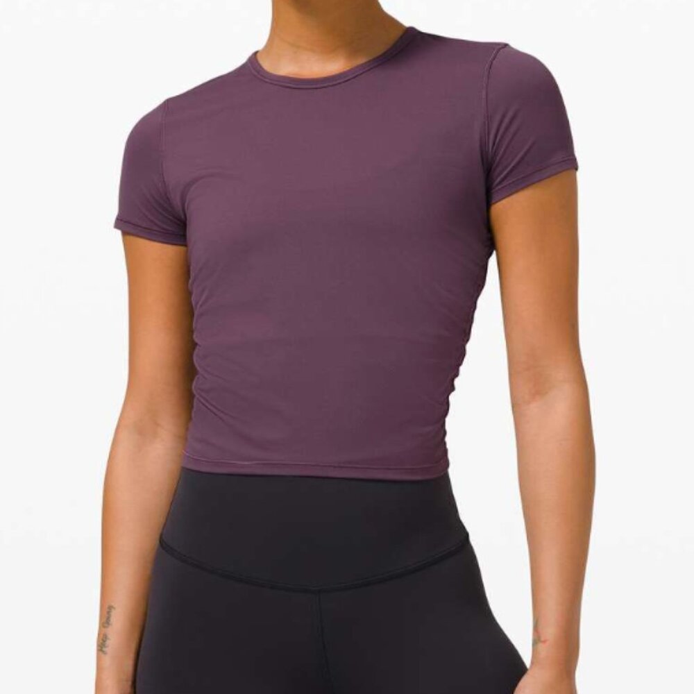 Lululemon All It Takes Short Sleeve Shirt Size 2 Grape Thistle